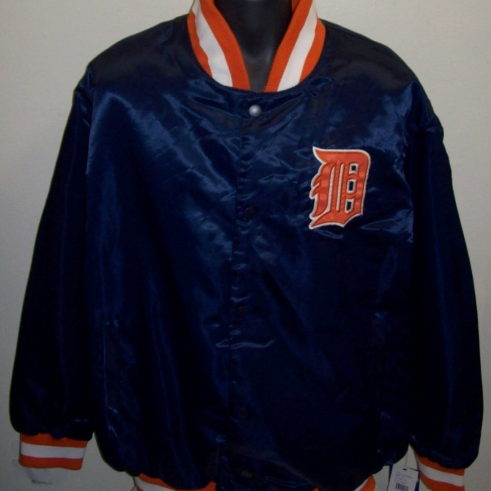 DETROIT TIGERS Starter Snap Down Jacket  3X BLUE - Picture 2 of 8